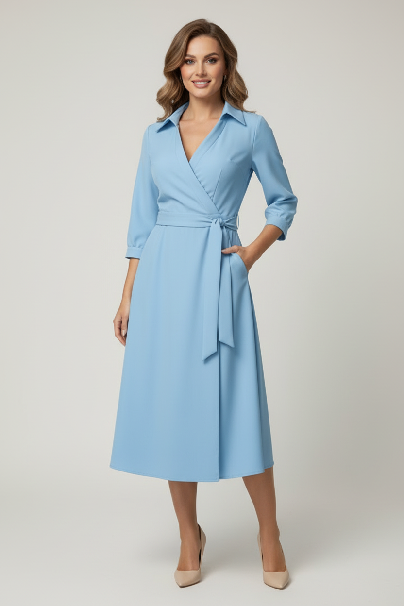 Tailored Blazer Dress with Double Breasted Front and Long Sleeves