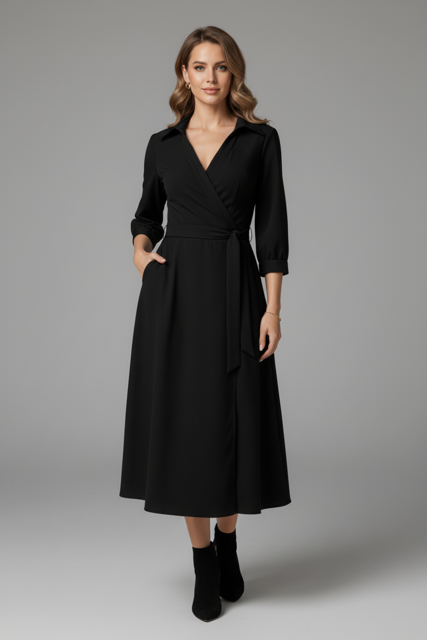 Tailored Blazer Dress with Double Breasted Front and Long Sleeves