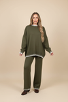 Knit Lounge Set With Contrast Trim