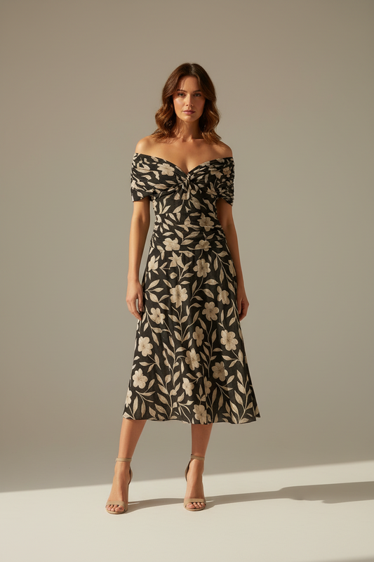Fluid Elegance Dress with Structured Silhouette