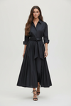 Tie Waist Shirt Style Maxi Dress