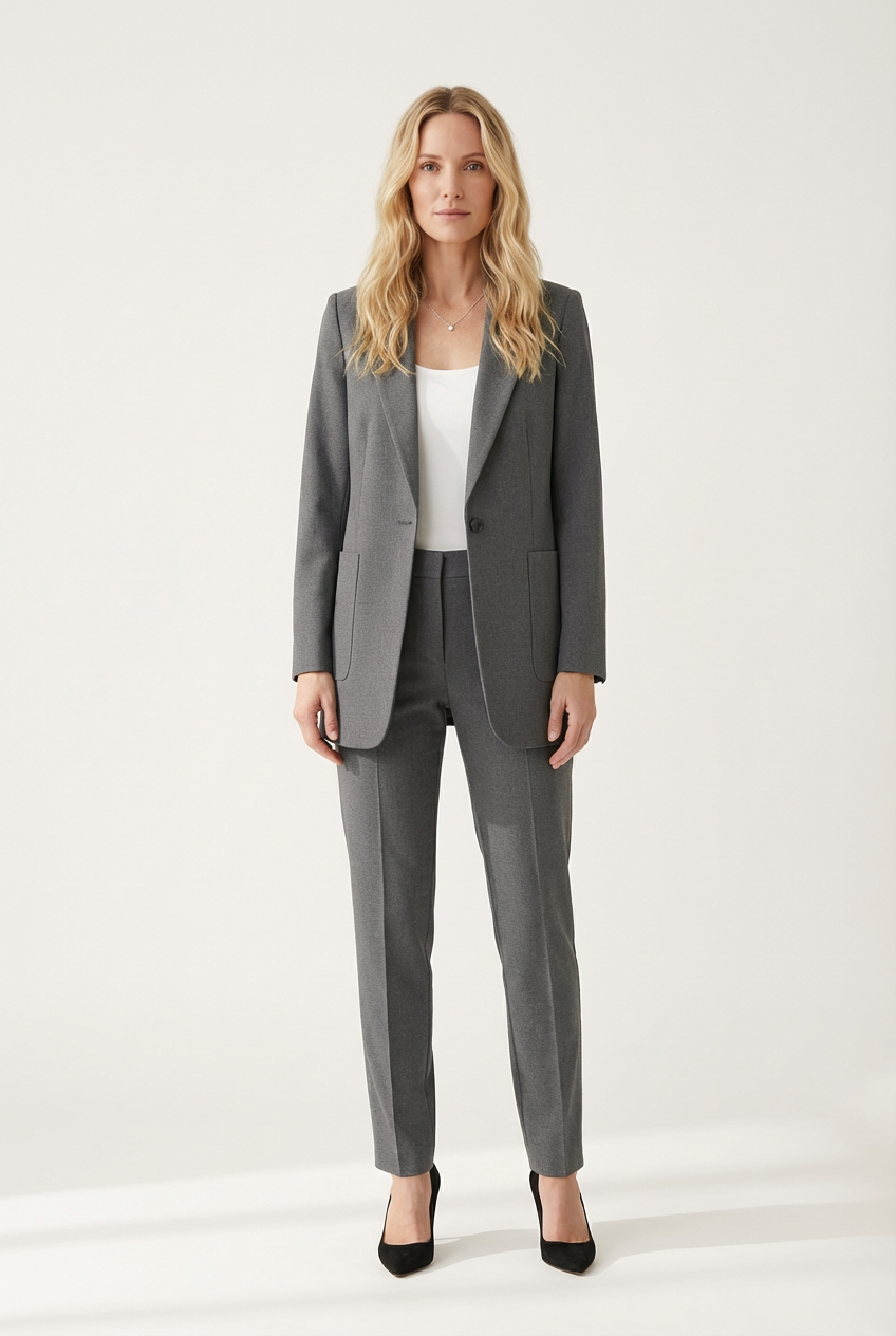 Women’s Blazer with Open Front and Structured Lapel