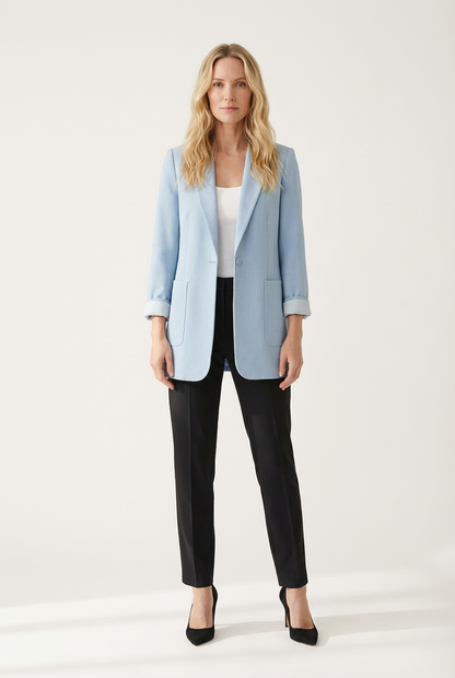 Women’s Blazer with Open Front and Structured Lapel