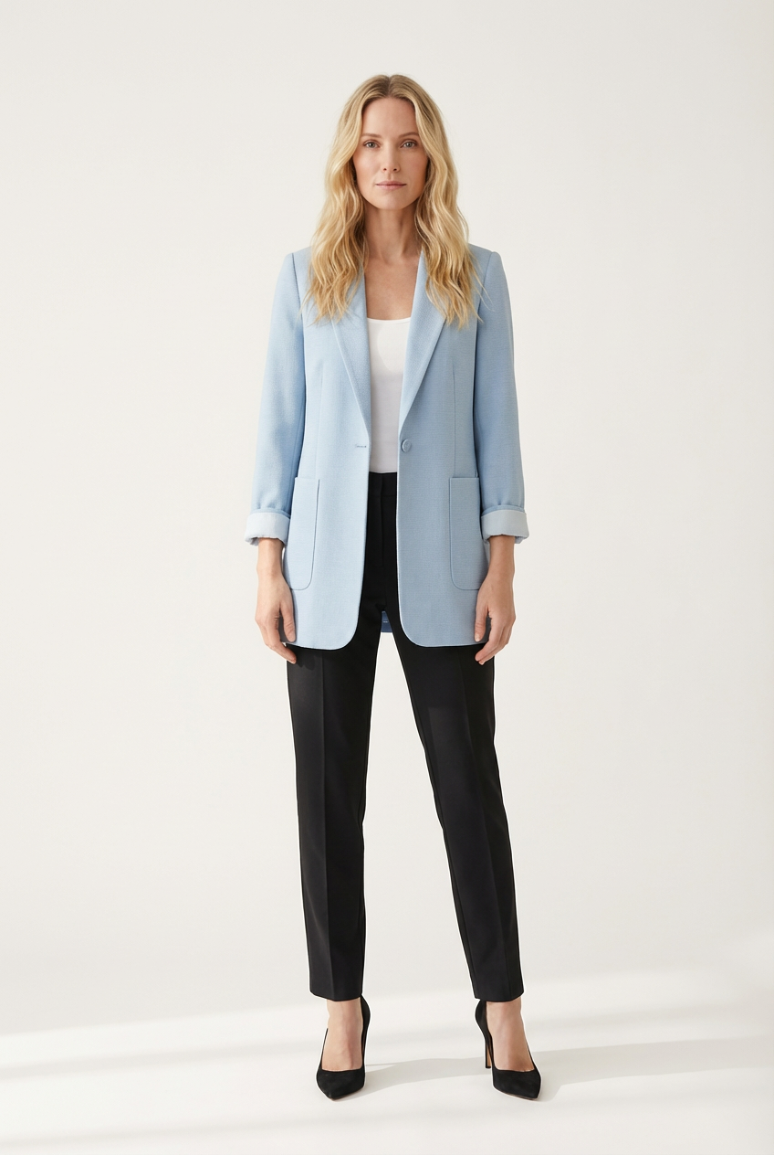 Women’s Blazer with Open Front and Structured Lapel