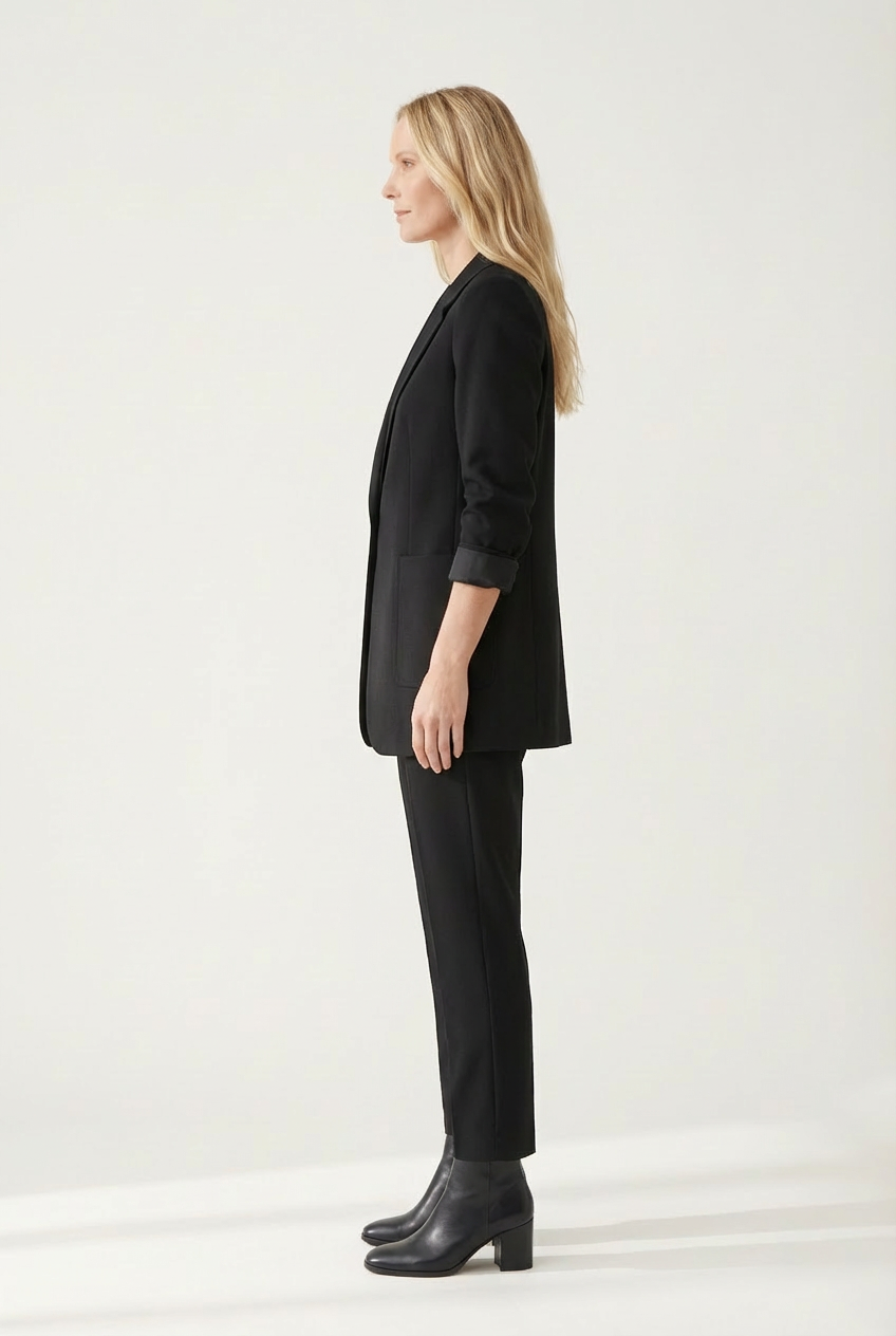 Women’s Blazer with Open Front and Structured Lapel
