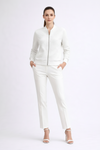 Women’s Textured Bomber Jacket with Ribbed Cuffs and Zip Front