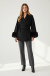 Belted Wrap Coat With Cuff Detail