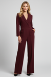 Wrap Front Womens Jumpsuit with Defined Waist and Wide Legs