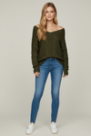 Relaxed Fit Knit Sweater with Round Neck and Long Sleeves