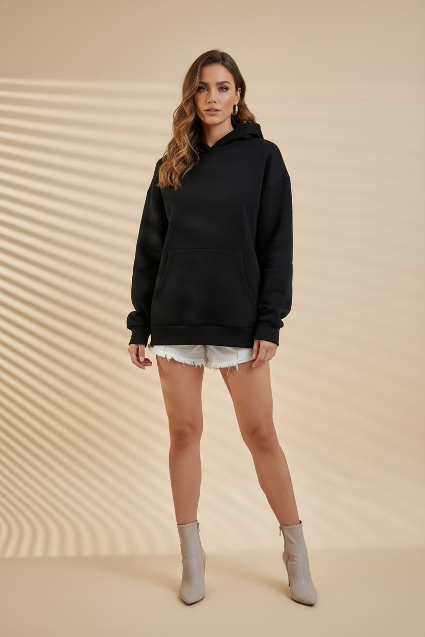 Pullover Womens Hoodie with Drawstring Hood and Front Pocket