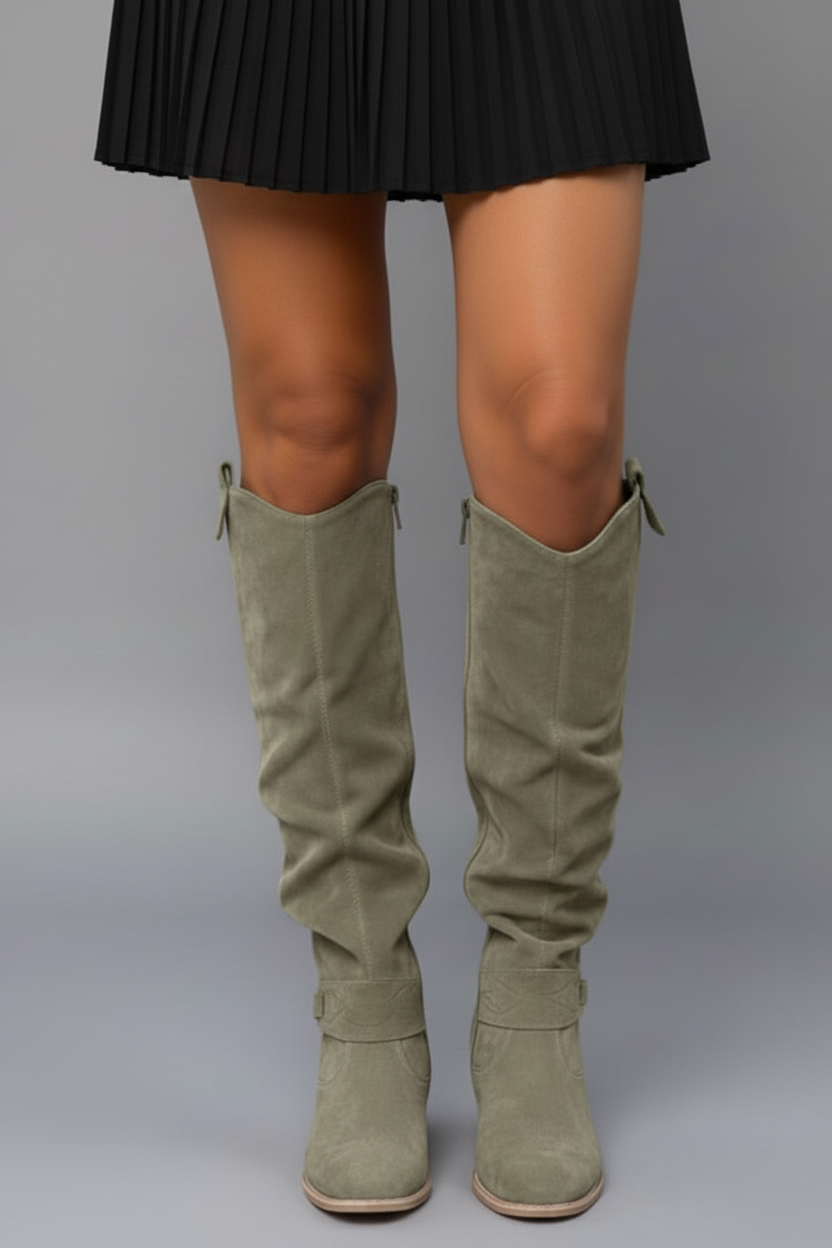 Women’s Over the Knee Boots with Slouch Shaft and Flat Heel