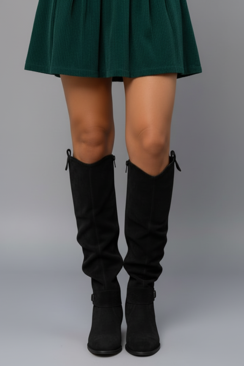 Women’s Over the Knee Boots with Slouch Shaft and Flat Heel