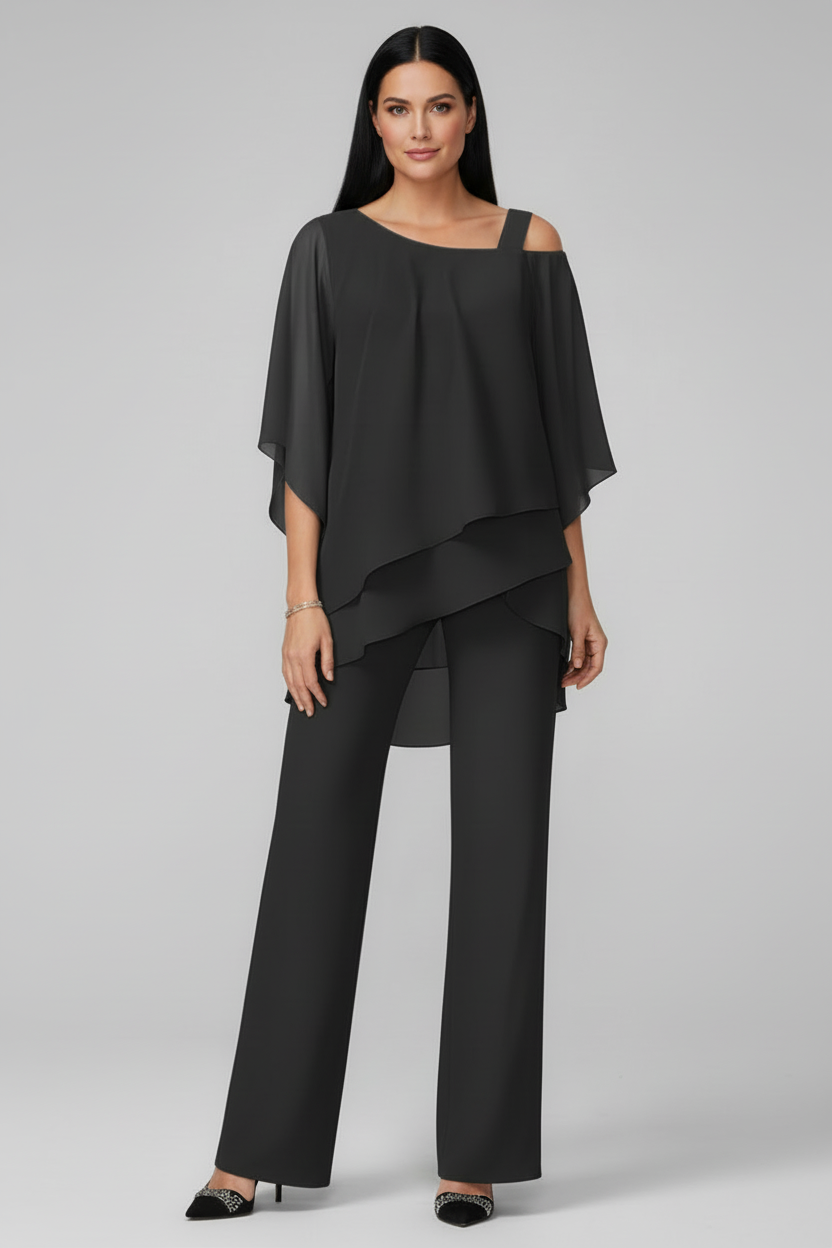 Off Shoulder Womens Jumpsuit with Elastic Waist and Flowing Fit
