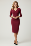 Fitted Knee Dress with V Neckline
