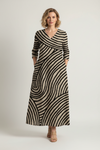Vintage Striped Dress with V Neckline and Flowing Silhouette