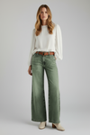 High Waist Wide Leg Womens Jeans with Structured Closure
