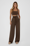 High Rise Wide Leg Trousers with Adjustable Waist Tie