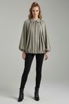 Relaxed Bomber Jacket with Puff Sleeves and Zip Front