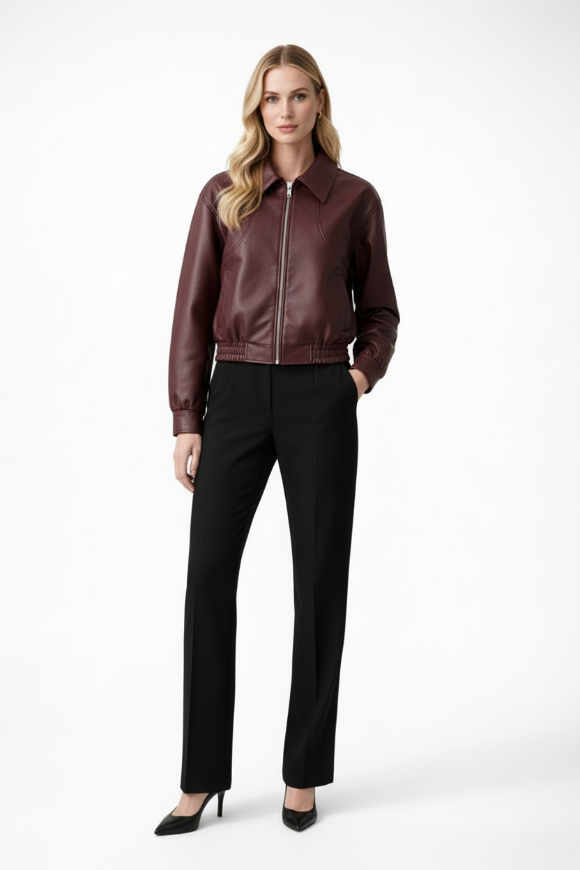 Women’s Bomber Jacket with Zip Front and Elasticated Finish