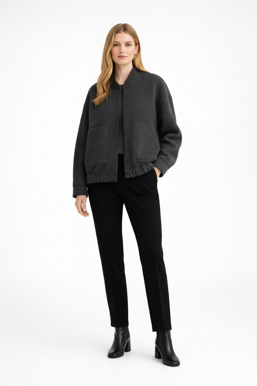 Women’s Structured Bomber Jacket with Close-Fit Profile