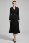 Belted Blazer Dress with Pleated Skirt Detail