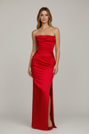 Strapless Maxi Dress with Fitted Bodice and Side Slit
