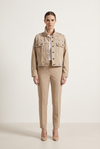 Cropped Womens Jacket with Turned Collar and Studded Surface