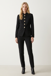 Fitted Short Womens Jacket with Button Front and Side Pockets