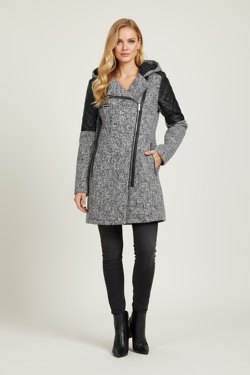 Mid Length Zip Coat Women Sleek Style