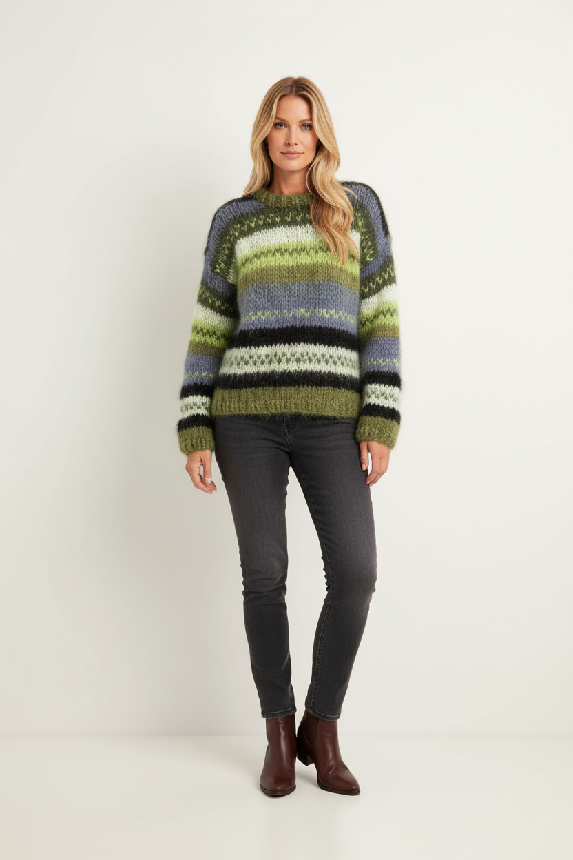 Striped Knit Sweater Women Timeless Style with Relaxed Fit