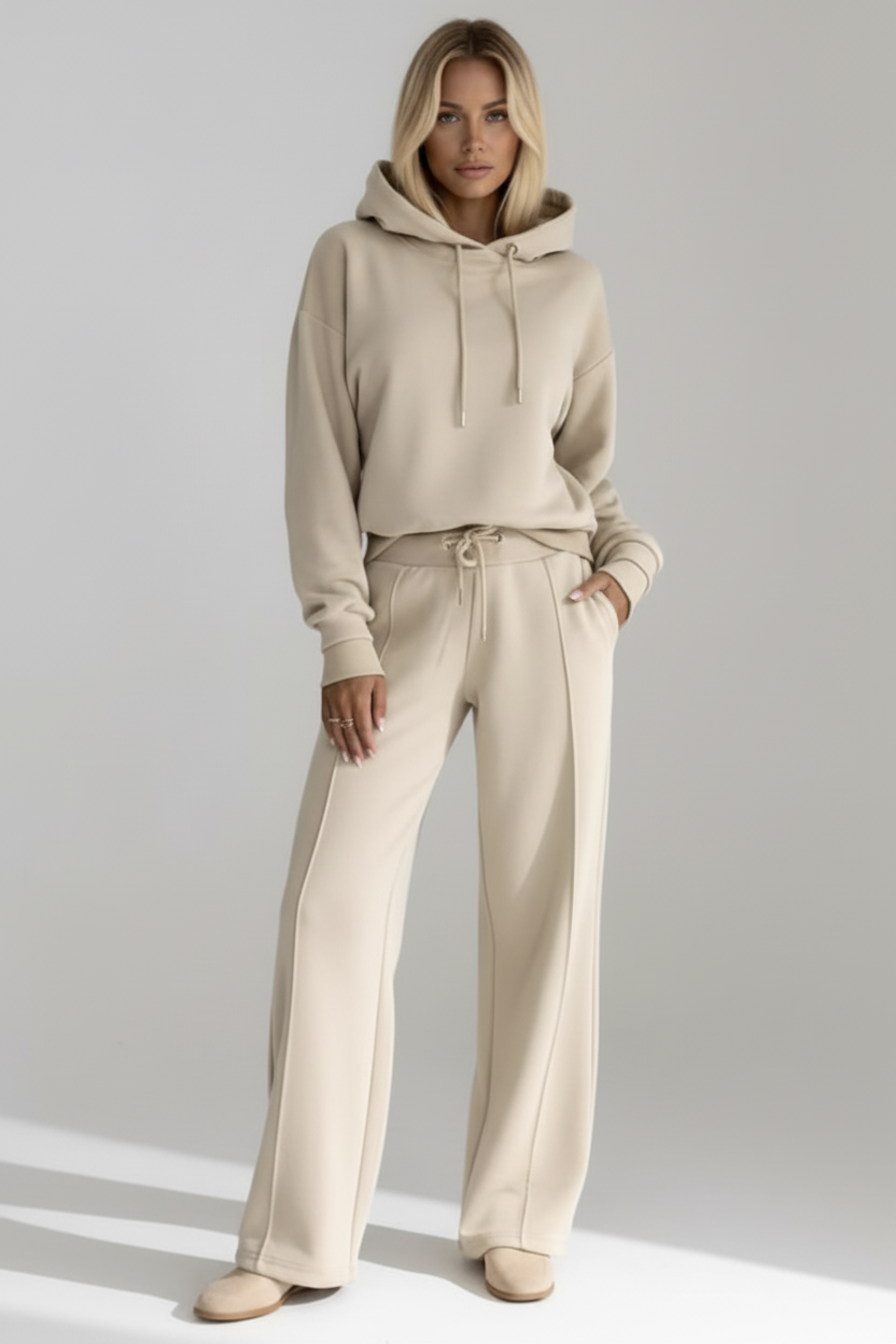 Cropped Hoodie and Wide Leg Womens Two Piece Set
