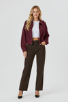 Short Cut Womens Jacket with Structured Shoulders and Zip Front