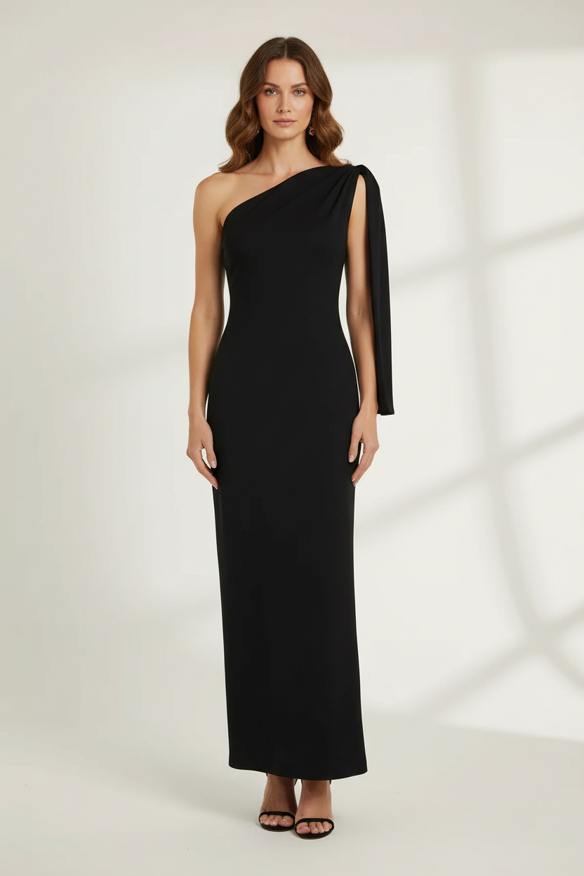 One Shoulder Sleeveless Maxi Dress
