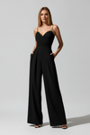 Women’s Sleeveless V Neck Jumpsuit with Wide Full-Length Legs