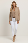 Women’s Short Blazer with Button Front and Side Pockets