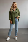 Women’s Corduroy Overshirt with Button Placket and Chest Pockets