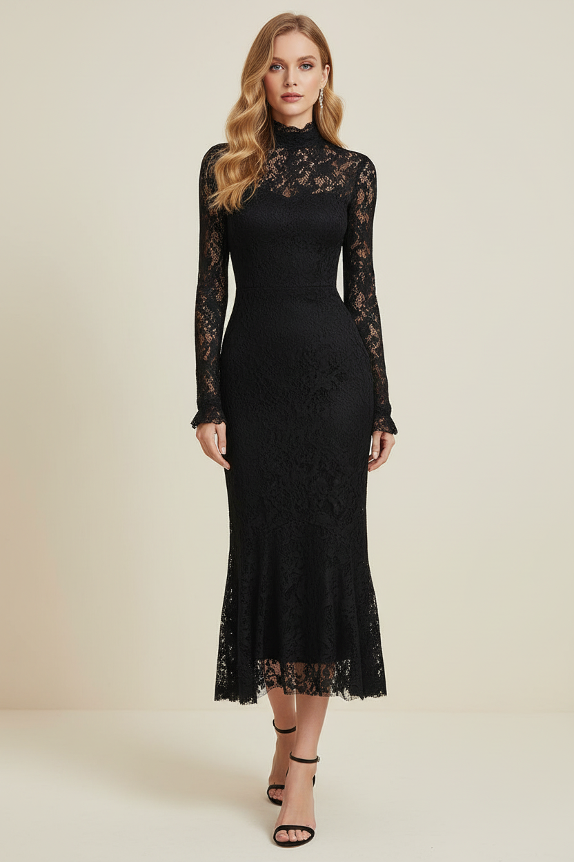 Women’s Long Sleeve Dress with Fishtail Hem
