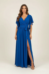 Wrap Waist Maxi Dress with Flutter Sleeves