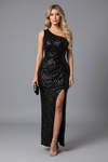 One Shoulder Maxi Dress Women Elegant Silhouette with Side Slit