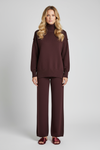 Plain Turtleneck Knit Pants Set Soft Touch Comfort Casual Ease