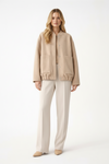 Women’s Bomber Jacket with Front Closure and Functional Pockets