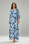 Printed Maxi Dress with V Neck and Tie Waist Detail