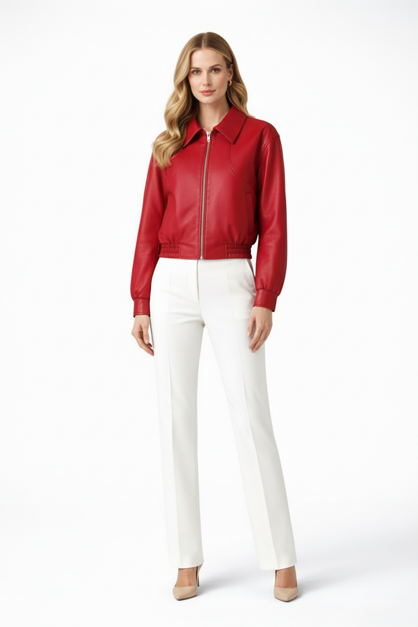 Women’s Bomber Jacket with Zip Front and Elasticated Finish
