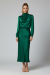 Floor Length Dress Women Elegant A Line with Pleated Detail