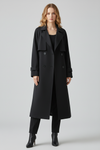 Women’s Trench Coat with Notched Lapel and Double-Button Closure