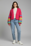 Open Front Womens Knitted Cardigan with Textured Surface Fit