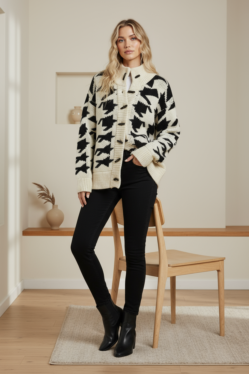 Mechanism Knit Cardigan Women Regular Fit Soft Stretch Warmth