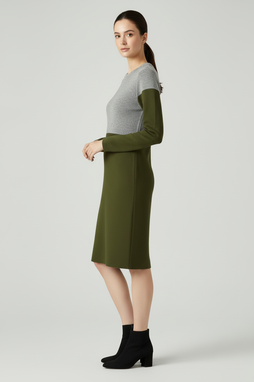 Relaxed Long Sleeve Dress with Structured Finish
