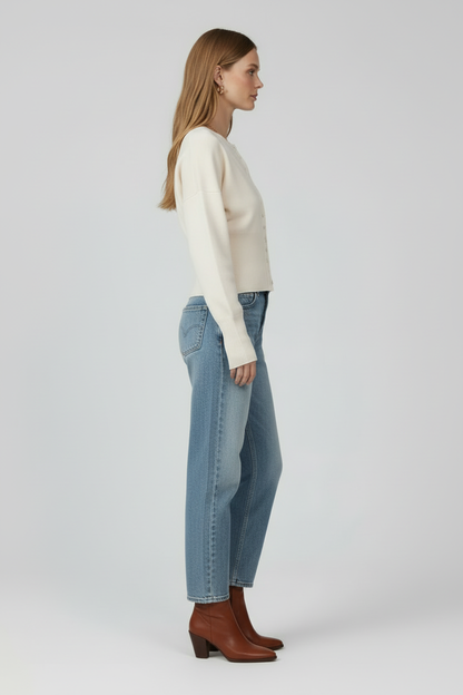Button Front Knit Cardigan with Round Neck Shape