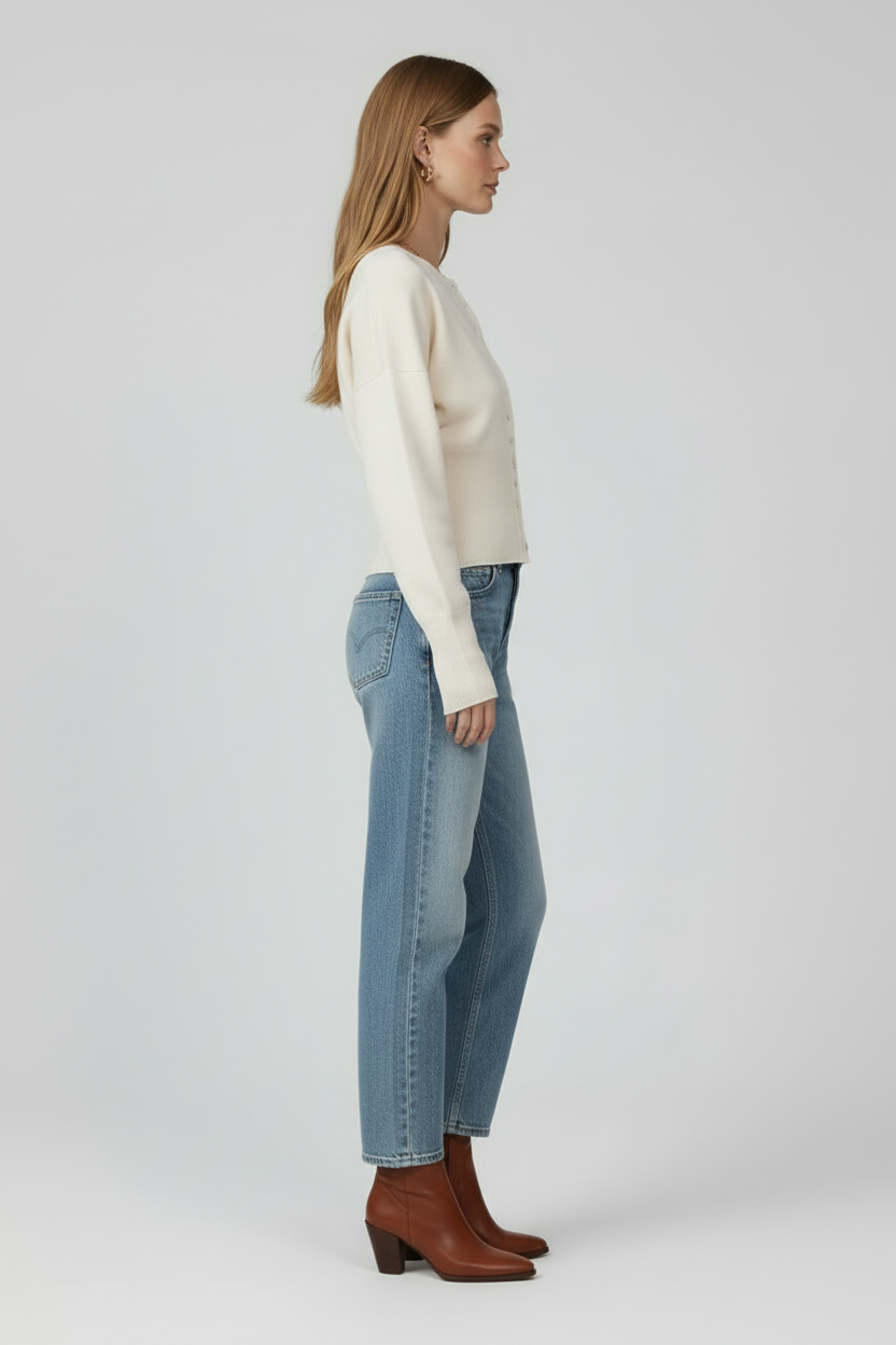 Button Front Knit Cardigan with Round Neck Shape